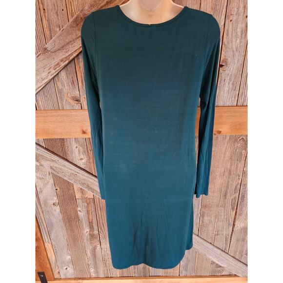 Pink blush size small teal maternity ruched side stretch long sleeve midi LOOK # - Picture 2 of 8